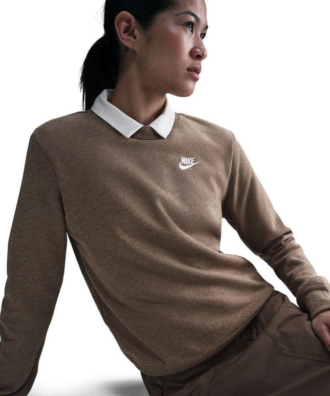 Nike Womens Sportswear Club Fleece Crewneck - Mink Brown