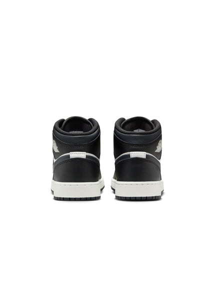 Air Jordan Big Kids 1 Mid - Black Off Noir