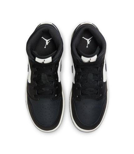 Air Jordan Big Kids 1 Mid - Black Off Noir