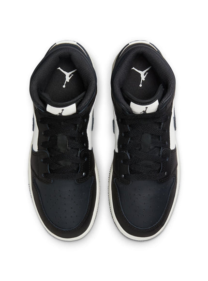 Air Jordan Big Kids 1 Mid - Black Off Noir