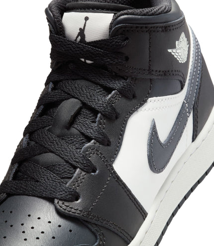 Air Jordan Big Kids 1 Mid - Black Off Noir