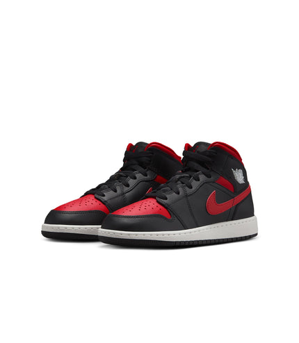 Air Jordan Big Kids 1 Mid - Black/Varsity Red