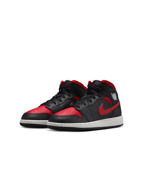 Air Jordan Big Kids 1 Mid - Black/Varsity Red