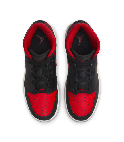 Air Jordan Big Kids 1 Mid - Black/Varsity Red