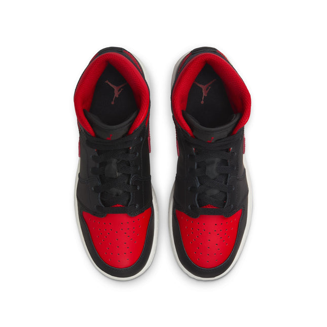 Air Jordan Big Kids 1 Mid - Black/Varsity Red