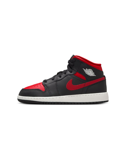 Air Jordan Big Kids 1 Mid - Black/Varsity Red