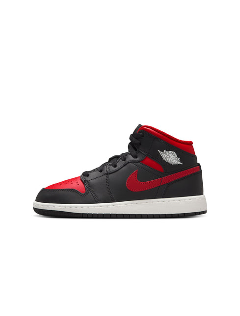 Air Jordan Big Kids 1 Mid - Black/Varsity Red