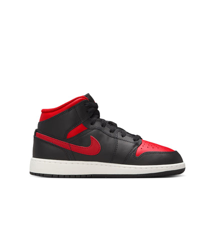 Air Jordan Big Kids 1 Mid - Black/Varsity Red