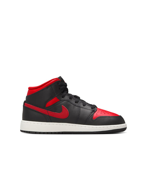 Air Jordan Big Kids 1 Mid - Black/Varsity Red