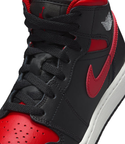 Air Jordan Big Kids 1 Mid - Black/Varsity Red