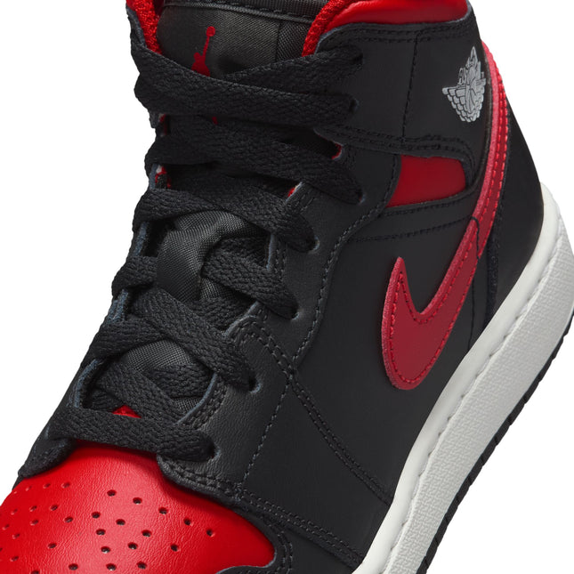 Air Jordan Big Kids 1 Mid - Black/Varsity Red