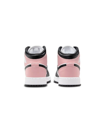 Air Jordan (GS) 1 Mid Blanco/Negro-Rosa Óxido