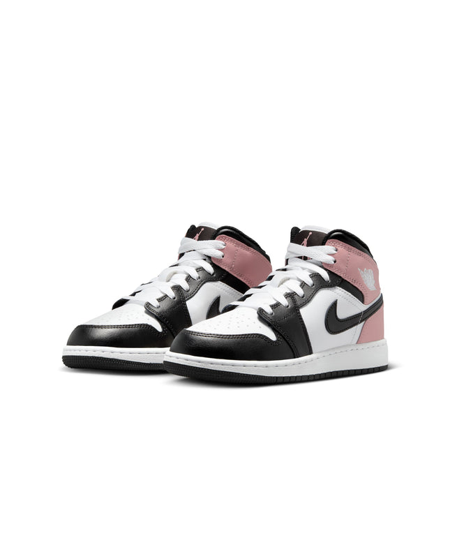 Air Jordan Big Kids 1 Mid - White/Rust Pink