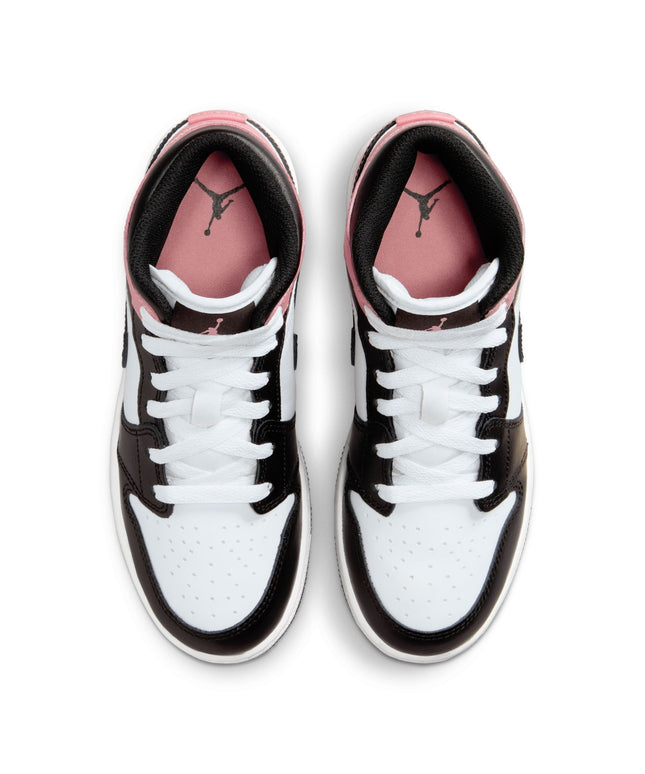 Air Jordan Big Kids 1 Mid - White/Rust Pink