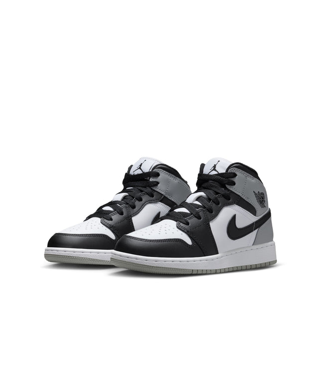 Air Jordan Big Kids 1 Mid - White/Smoke Grey