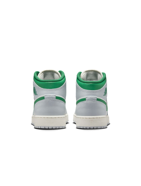 Air Jordan Big Kids 1 Mid - Summit White/Pine Green