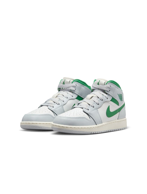 Air Jordan Big Kids 1 Mid - Summit White/Pine Green