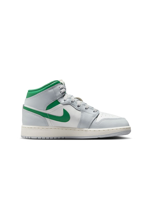 Air Jordan Big Kids 1 Mid - Summit White/Pine Green