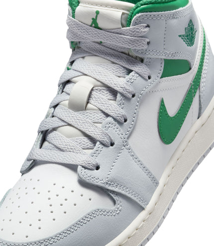 Air Jordan Big Kids 1 Mid - Summit White/Pine Green