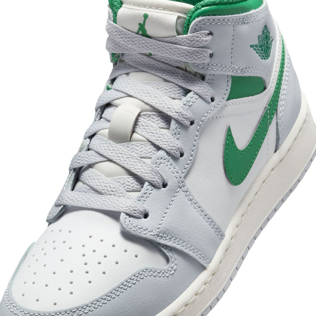 Air Jordan Big Kids 1 Mid - Summit White/Pine Green