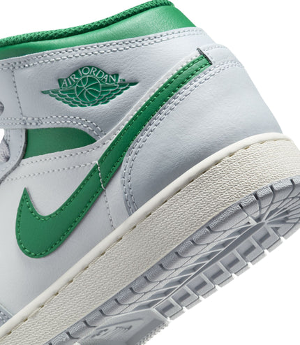 Air Jordan Big Kids 1 Mid - Summit White/Pine Green