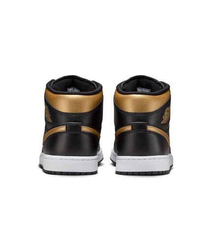 Air Jordan Mens 1 Mid - Black/Metallic Gold