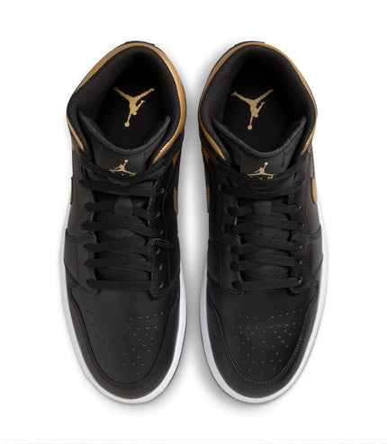 Air Jordan Mens 1 Mid - Black/Metallic Gold