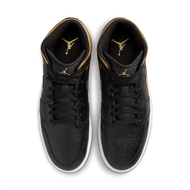 Air Jordan Mens 1 Mid - Black/Metallic Gold