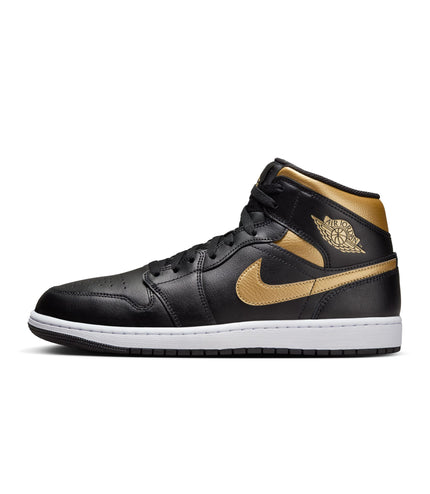 Air Jordan Mens 1 Mid - Black/Metallic Gold