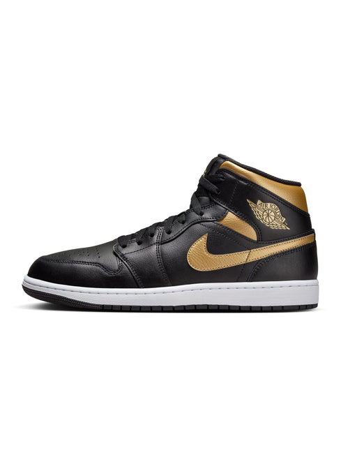 Air Jordan Mens 1 Mid - Black/Metallic Gold