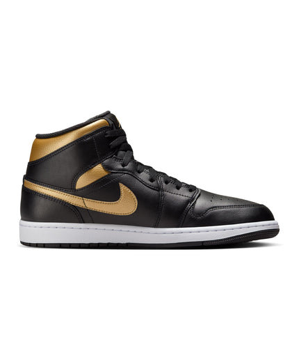 Air Jordan Mens 1 Mid - Black/Metallic Gold