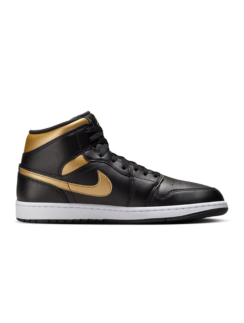 Air Jordan Mens 1 Mid - Black/Metallic Gold