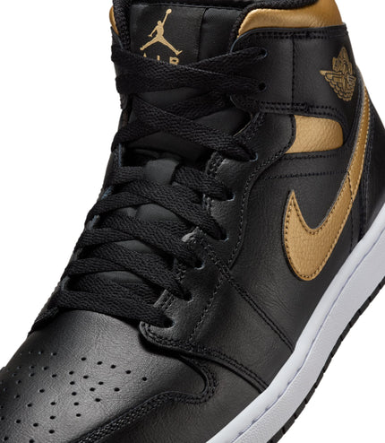 Air Jordan Mens 1 Mid - Black/Metallic Gold