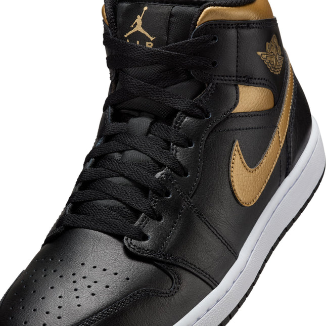 Air Jordan Mens 1 Mid - Black/Metallic Gold