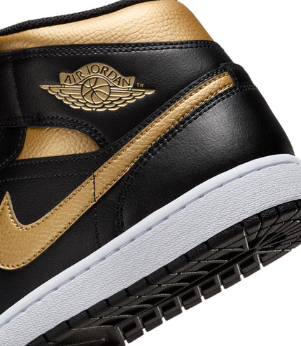 Air Jordan Mens 1 Mid - Black/Metallic Gold