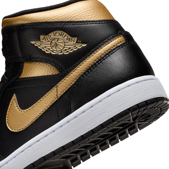 Air Jordan Mens 1 Mid - Black/Metallic Gold