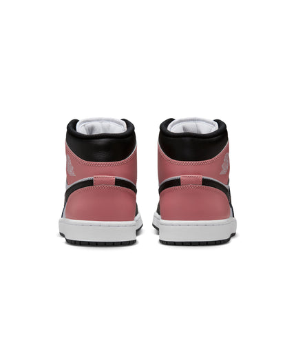 Air Jordan 1 Mid para hombre, blanco/negro y rosa óxido