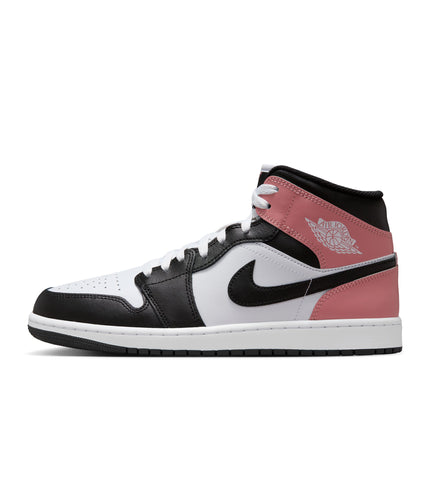 Air Jordan 1 Mid para hombre, blanco/negro y rosa óxido