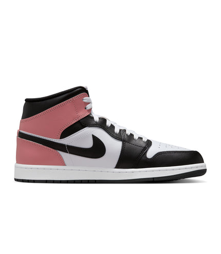 Air Jordan 1 Mid para hombre, blanco/negro y rosa óxido
