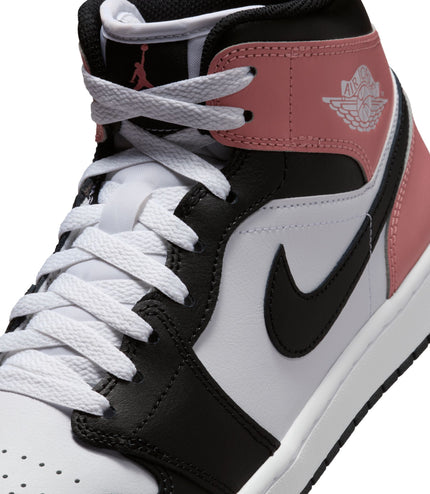 Air Jordan 1 Mid para hombre, blanco/negro y rosa óxido