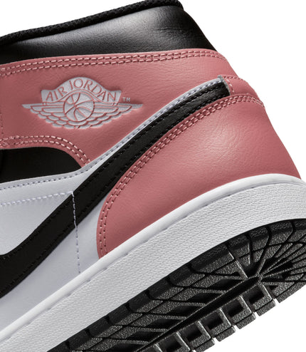 Air Jordan 1 Mid para hombre, blanco/negro y rosa óxido