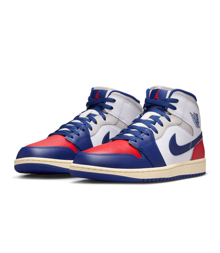 Air Jordan Mens 1 Mid - White/Deep Royal