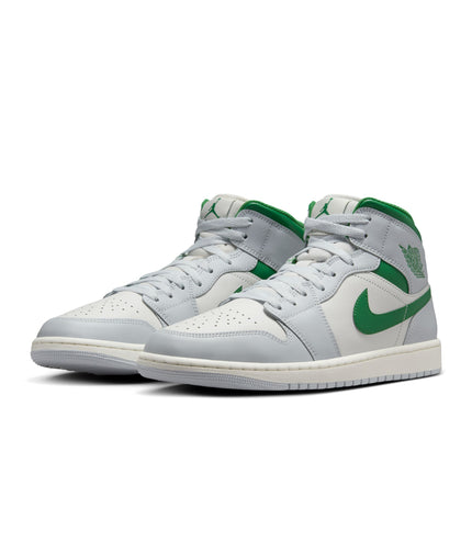 Air Jordan Mens 1 Mid - Summit White/Pine Green