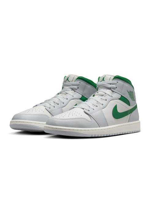 Air Jordan Mens 1 Mid - Summit White/Pine Green