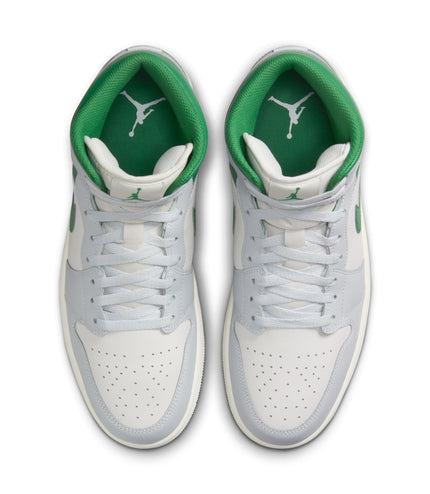 Air Jordan Mens 1 Mid - Summit White/Pine Green