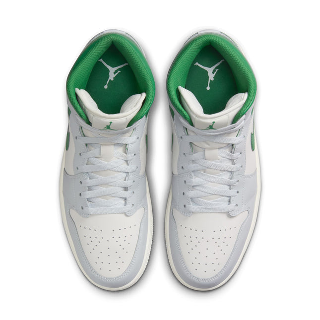 Air Jordan Mens 1 Mid - Summit White/Pine Green