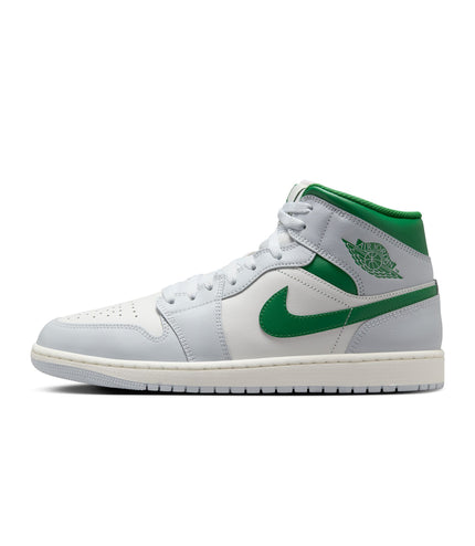 Air Jordan Mens 1 Mid - Summit White/Pine Green