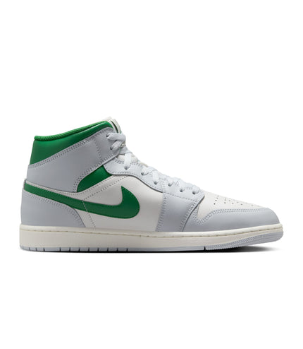 Air Jordan Mens 1 Mid - Summit White/Pine Green