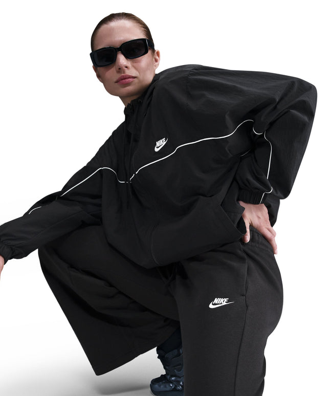 Nike Womens Mid-Rise Wide-Leg Sweatpants - Black