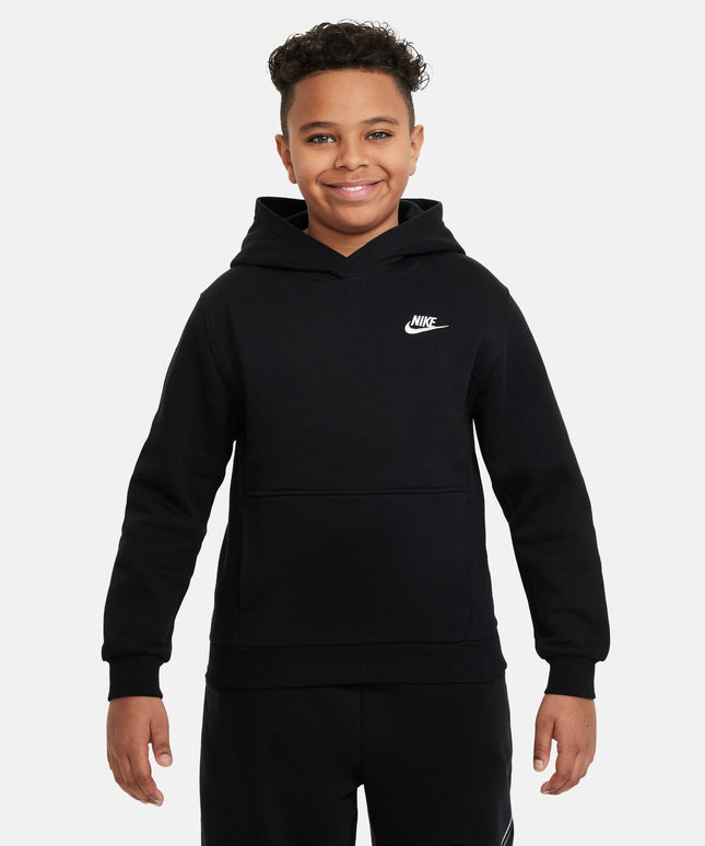 Nike Big Kids Sportswear Club Hoodie - Fleece Black/White